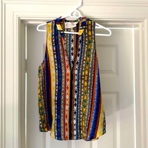 Rory Beca tribal print silk sleeveless top